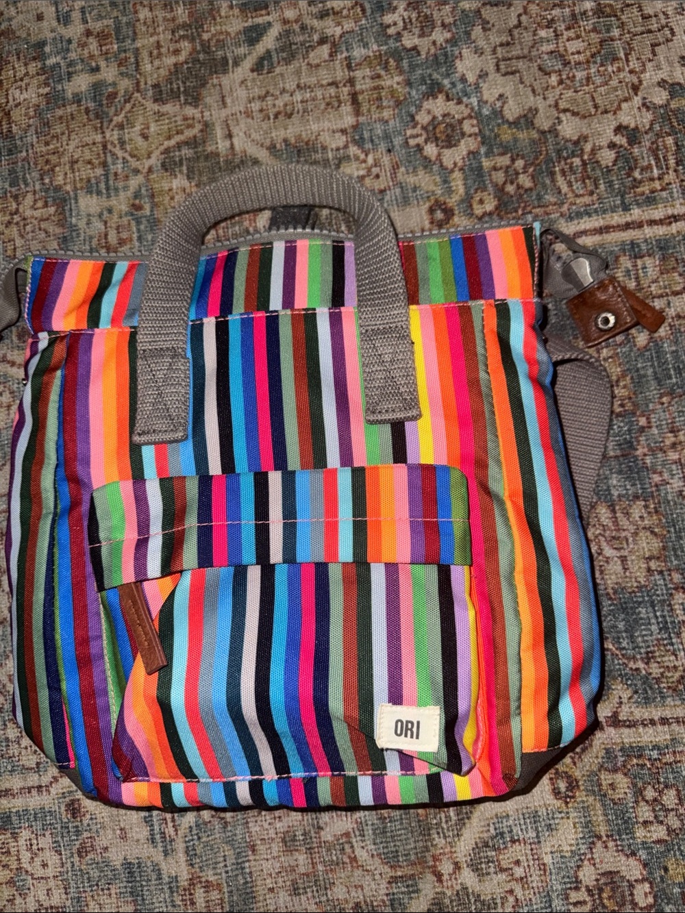 ORI Multicolor Striped Women's Backpack - Vibrant Rainbow Design